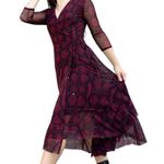 White House | Black Market Red Snakeskin Printed Mesh Midi Wrap Dress 2 Photo 0