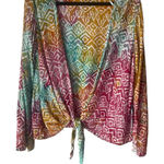 Santiki Women's One Size Rainbow Tropical Vacation Cover Up Beach Front Tie Top Pink Photo 0