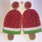 Jane Marie Watermelon Seed Bead Boho Beaded Statement Pierced Earrings Photo 0