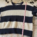 Z Supply Knit Striped Putty Broadbeach Stripe Sweater Navy Size Small Photo 6