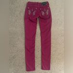 Miss Me  Skinny Jeans with Rasberry Angel Wing Bedazzled Rhinestone Back Pockets Photo 3