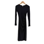 Aritzia Wilfred Amelia Ribbed Ruched Side Midi Dress Black Size Small Photo 9