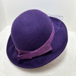 Lancaster Wool Elegant Purple Women's Hat with‎ Bow and Netting Photo 0