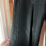 Rebecca Taylor  Eyelet Crochet Trim Side Black Cotton Tailored Pants Size 10 Photo 2
