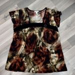 Dress Barn  Tie Dye Flutter Sleeve Tunic Top‎ Shirt Brown Black 1X Photo 11