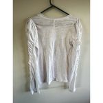 We The Free  Women Small‎ T-Shirt White Ruffled Long Sleeve Knit Crew Neck Cotton Photo 6