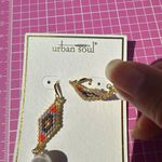 Urban Soul beaded diamond shape drops white pearl earrings packable adjustable Gold Photo 5