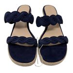 Stuart Weitzman  Twistie Flat Sandals Open Toe Wedge Heels Women's 7 Navy NWOB Photo 1
