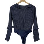 NUDE Polka Dot Ruffle Long Sleeve Thong Bodysuit Photo 2