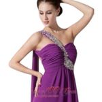 Prom Formal Dress Purple One Shoulder Long Embellished Beaded Cocktail Size S Photo 12