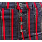 AG Jeans Jodi High Rise Slim Flare Crop Button Up Velvet Blue Green Red Striped Size 26 Photo 3