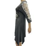 Vocal Crochet Lace Accent Embellished 3 Quarter Sleeve Shark Bite Tunic Dress S Photo 3