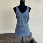 Athleta Womens Tank Top Size Small Max Out Side Tie Knot Navy Blue Stripe Photo 1