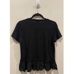 J.Crew Short Sleeve Eyelet Hem Black Blouse Photo 2