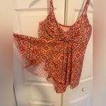 Garnet Hill  Women's One Piece Swimsuit Sunset Ikat Ruched Overlay Suit Size 8 Photo 3
