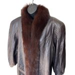 Vintage Rallee Leather Fox Fur Coat Sz L Chocolate Brown Thermolite Maximalism Size L Photo 1