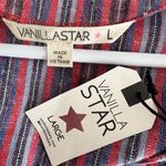 Vanilla Star Jeans Vanilla Star Junior's Red Multi Striped Button Front Flutter Sleeve Top Size L Photo 2