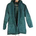 Vintage SYNERGY Womens Hunter Green suede Leather Hooded Winter Coat Jacket Size M Photo 0