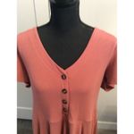 Torrid Plus size 2X ribbed Button Front V Neck Rose Pink Short Sleeve Pockets Photo 3