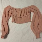 Lovers + Friends  Lilly Top pink Cropped long sleeve small Photo 1