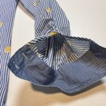 st. john's bay  Women's Button Up Spring Shirt Blue Striped Lemons M Cotton Photo 15