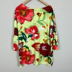 Jams World  Top Women Large Green Flower Joy Floral Crinkle Bold 3/4 Flare Sleeve Photo 6