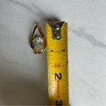 Vintage UTC 925 Sterling Silver CZ Pendant Oval Tear Drop Cubic Zirconia Sparkly Gold Photo 5