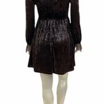 Main Strip  Crushed Brown Velvety Lace Mini Boho Dress Dark Academia Photo 3