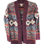 Mossimo Womens Aztec Pattern Open Front Cardigan Sweater S Cotton Blend Purple Photo 0