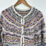 Handmade Hand Knit Cardigan Sweater Cozy Yarn Scandinavian Multicolor Lagenlook Cabincore Photo 4