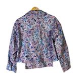 Emily Wonder Abstract Denim Jacket Womens L Pastel Pink Eclectic Whimsy Quirky Size L Photo 3