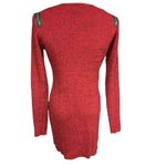 AGB Women's Long Sleeve Sweater Dress Red Black Zip Shoulder Size L Knit Size L Photo 3