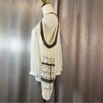 Free People Give Him the Cold Shoulder Beaded Gauzy Cold Shoulder Top ordrA4 Photo 6