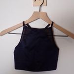 Aerie High Neck Sports Bra Top with Mesh Racerback Adjustable Navy size S Photo 1