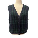 Charter Club Vintage  Preppy Plaid Knit Vest L Green Navy Photo 1