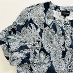 Giorgio Armani Blue Floral Print Tunic Blouse Size 44 XL Long Sleeve Cotton Photo 6