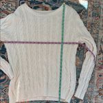 Lands' End Ivory Cable Knit Drifter Sweater Size Large Tall Fisherman Nautical White Photo 8