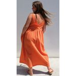 Ursa Minor Odette Orange Seersucker Sleeveless Long Dress Size XL Photo 1