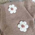 Luna Ivy Women’s 3D Flower Knit Cardigan Sweater Cropped Coquette in Cream S Pink Photo 6