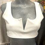 Missguided  Women's Asymmetrical White Crepe Crop Top, Size 6. Photo 1