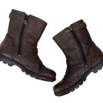 UGG  Australia Women 1971 Brown Leather Biker Boots Size 3 shearling lining Photo 1