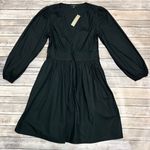 J.Crew Black V Neck Long Puff Sleeve Pleated Bows Gretchen Dress 4T 4 Tall NWT Photo 6