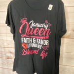 Brand New Unbranded Women's XL Black January Queen Faith and Favor T Photo 0