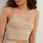 NA-KD  Chic Beige Ribbed Crop Top Photo 0