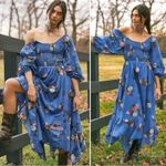 Free People Bohemian Witchy Fairy Morning Glory Maxi Dress Bluebell Large NWT Photo 2