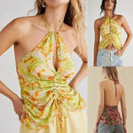 Free People Kyle Printed Top in Citrus Size Large NWOT $98 Photo 1