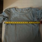 Loft  Ann Taylor Crewneck Denim Short Sleeve Blouse XS Casual Costal Cowgirl Photo 8