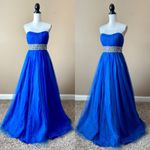 BLUSH BY ALEXIA | Blue Strapless Rhinestone Embellished Ball Down Sz 10 Photo 2