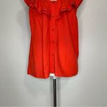 Old Navy  Linen Blend Ruffled V-Neck No-Peek Button-Front Blouse Top Photo 2