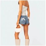 Edikted  Shorts Womens Small Blue Denim Heart Pockets Bow Ribbon Zip Fly S16067 Photo 1